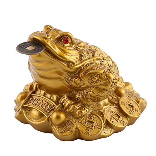 Hilitand Money Frog Toad Decoration,Chinese Feng Shui Wealth Lucky Money Frog Statue Home Office Decoration Good Lucky Gift(S-6X6X5cm) - Image 1