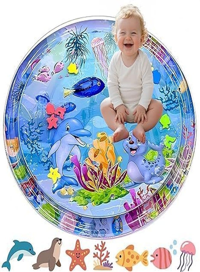 KITDAO KITCHENDAO Baby Kids Water Play Mat Toys Inflatable Tummy Time Water Play Mat and Toddlers Perfect Fun Activity Inflatable Mat, Outdoor Water Play Mat for Baby (Round) - Image 1