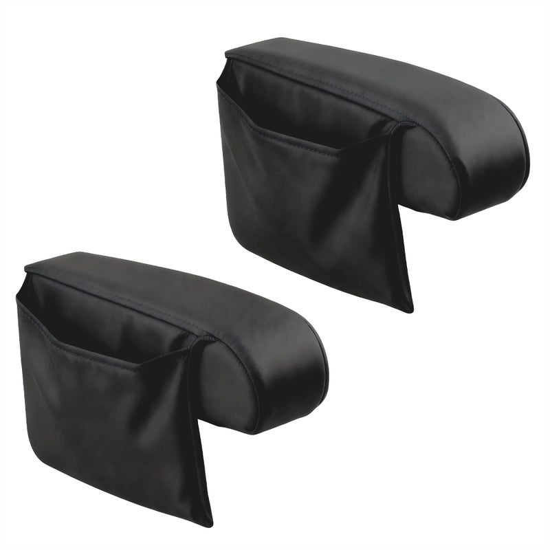 lekiliky 2PCS Car Front Seat Armrest Covers Breathable Comfortable Flat Cloth Fabric Material with Storage Pocket Scratchresistant Van Seat Armrest Protector for Most Vehicles Black - Image 3