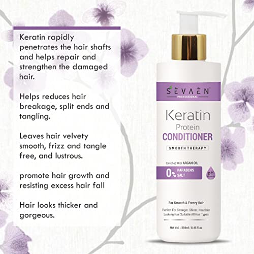 SEVAEN Keratin & Argan Smooth Therapy Floral Conditioner - 250 ml | Enriched with Argan Oil for Smooth, Frizz-Free, Soft & Shiny Hair | Strengthens, Nourishes & Repairs Damaged Hair | All Hair Types - Image 3