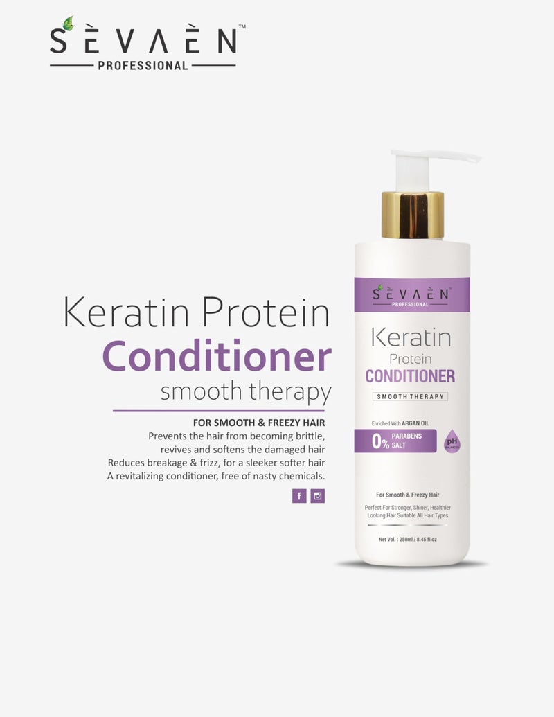 SEVAEN Keratin & Argan Smooth Therapy Floral Conditioner - 250 ml | Enriched with Argan Oil for Smooth, Frizz-Free, Soft & Shiny Hair | Strengthens, Nourishes & Repairs Damaged Hair | All Hair Types - Image 2