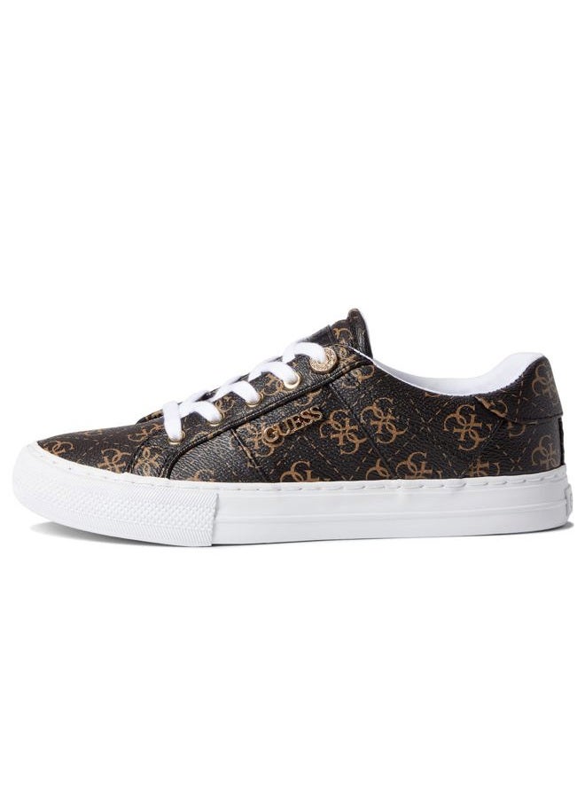 GUESS Women's Loven Sneaker, Brown Multi Fabric, 11 - Image 1