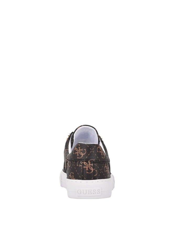 GUESS Women's Loven Sneaker, Brown Multi Fabric, 11 - Image 3