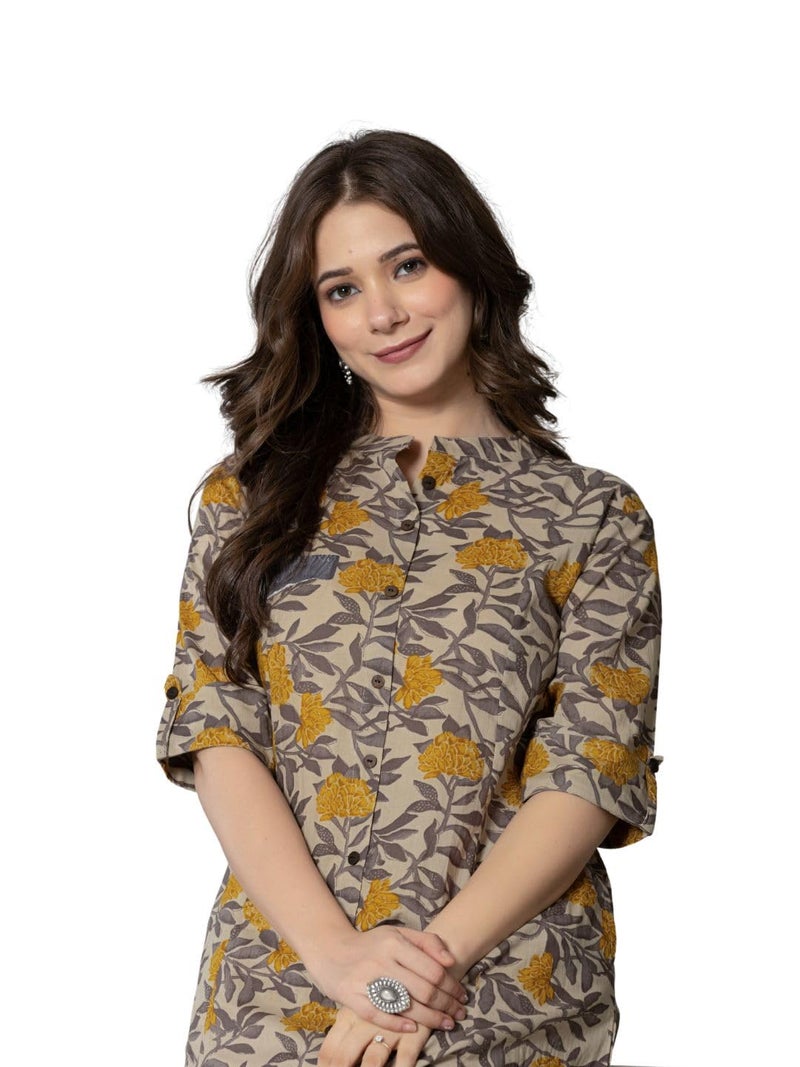rytras Women's Cotton Printed A-Line Kurta with Palazzo Pant Set(Mustard,RYT583,3XL) - Image 5