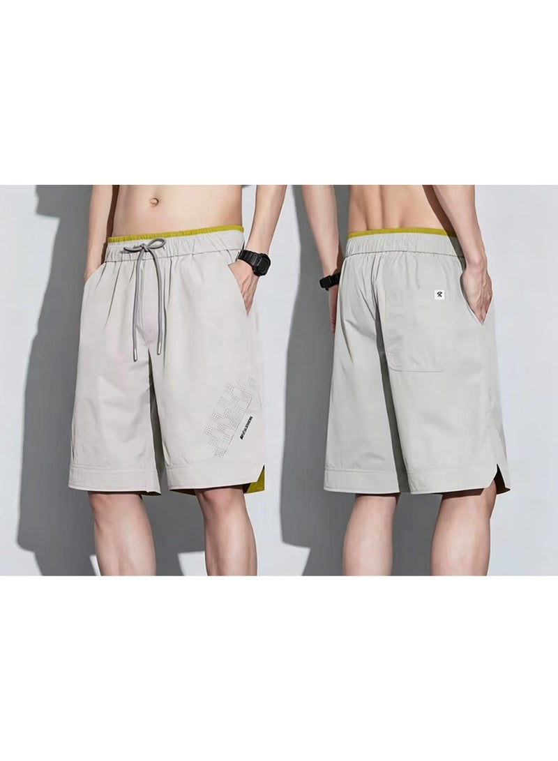 Men'S Summer Quick-Drying Sports Running Sweat Pants Casual Casual , Breathable Lightweight Sports Shorts Light gray - Image 2