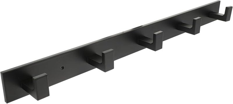 Self Adhesive Wall Hooks 5 Pack Black No Drill Bathroom Towel Robe Hanger - Image 2