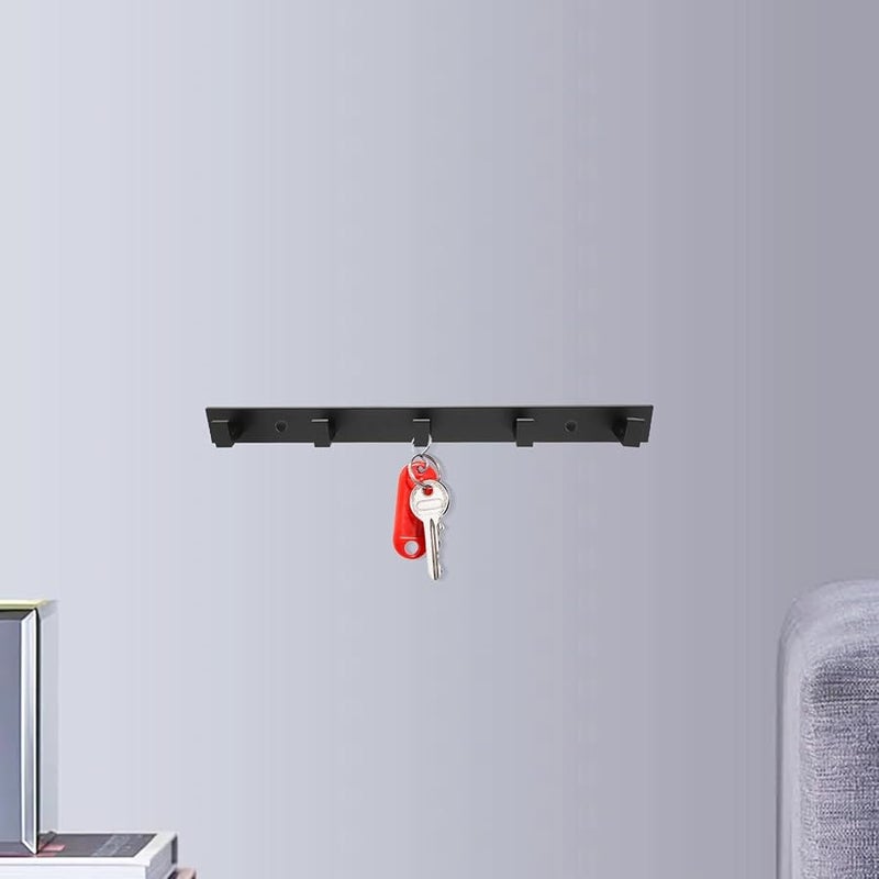 Self Adhesive Wall Hooks 5 Pack Black No Drill Bathroom Towel Robe Hanger - Image 5