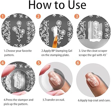 PH PandaHall 3pcs Flower Nail Stamping Plate Leaf Nail Stamper Spring Nail Stencils Tip Nail Stamp Tool Print Nail Stencils Stainless Steel Nail Image Plates for Nail Art Design Manicure Salon - Image 4