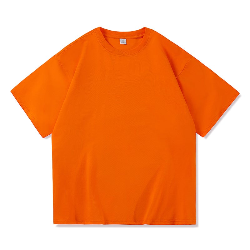 Wholesale fashion brand Klein blue summer popular loose plus size couple solid color cotton short sleeve T-shirt - Image 1