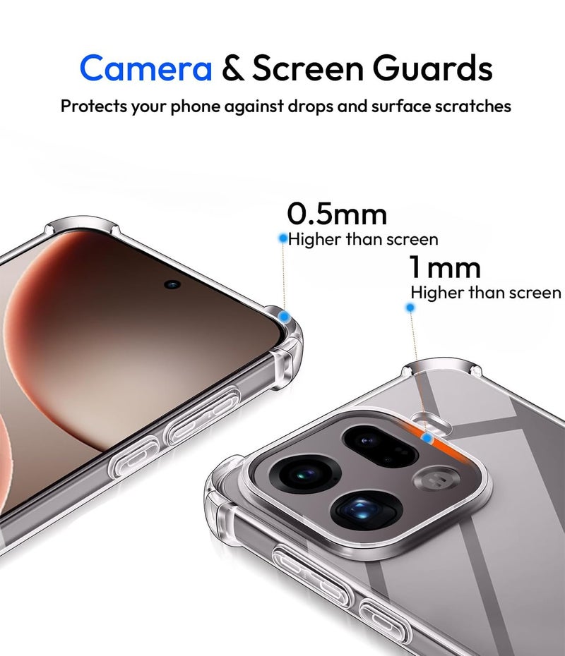 KAPAVER Essential Back Cover for Oppo Find X9 Pro | Hard 360° Protection Clear Case for Oppo Find X9 Pro (Bumper Clear) - Image 4