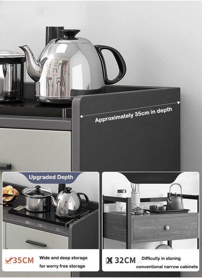 Generic Kitchen Storage Cabinet Coffee Cabinet Tea Cabinet Locker Sideboard Cupboard Cabinet Tea Storage Organizer with Automatic Filling Teapot for Office Living Room  - Image 5