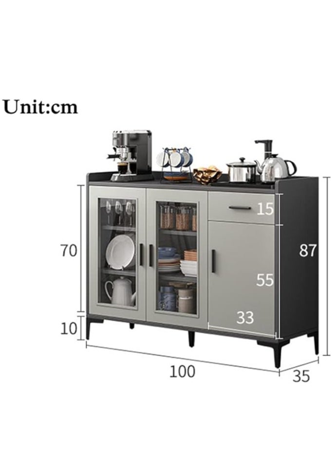Generic Kitchen Storage Cabinet Coffee Cabinet Tea Cabinet Locker Sideboard Cupboard Cabinet Tea Storage Organizer with Automatic Filling Teapot for Office Living Room  - Image 2