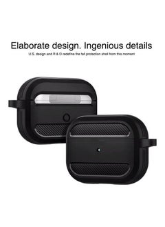 Generic Wireless Earphones Shockproof Carbon Fiber Armor TPU Protective Case For Apple AirPods Pro Red  - Image 2