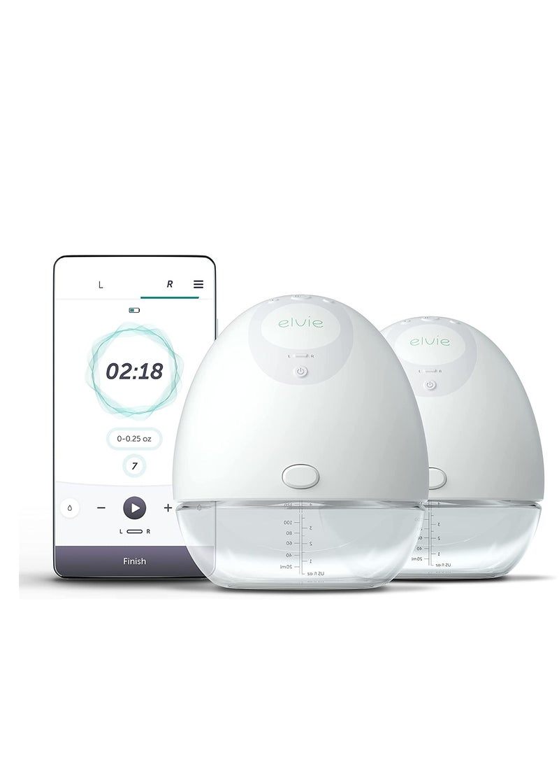 elvie - Elvie Double Electric  Smart Breast Pump - Silent Hands-Free Portable Breast Pump That Can Be Worn in-Bra with App 2-Modes & Variable Suction - Image 1