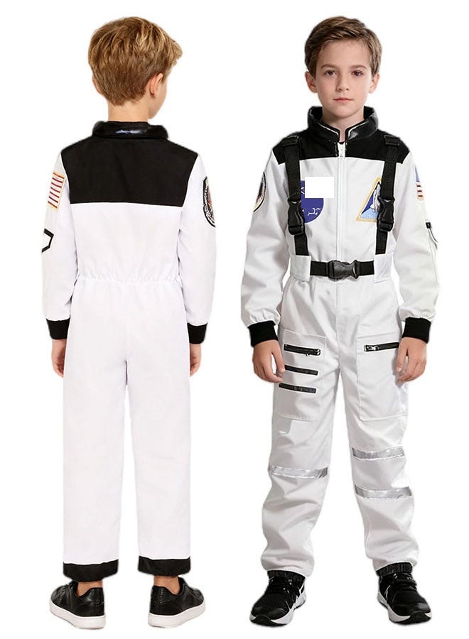 Halamodo Kids Astronaut Space Suit Cosplay Costume ,Boys Girls Aerospace Jumpsuit ,Children Astronaut Role-Play Costume ,Role Play Outfit For Birthday Party ,Stage Performance ,Talent Show ,Costume Party Festival Celebration - Image 2