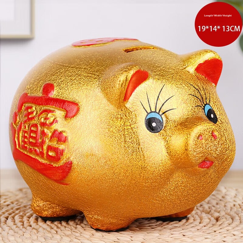 JD Jing Zao TaTanice Piggy Bank, 19CM Long Ceramic Piggy Jar, Fortune Pig Ornament, Birthday Gift - Image 2