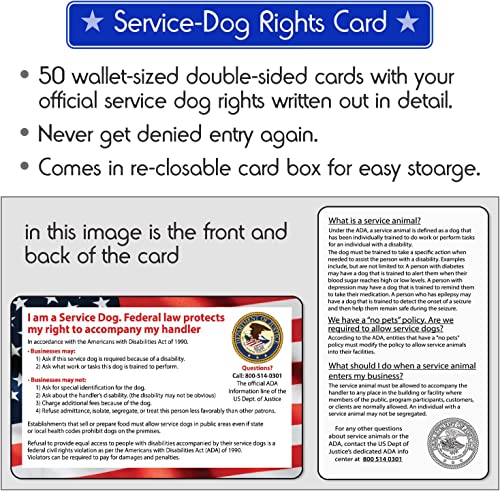 Pelto Service Dog Vest + ID Tag + 50 ADA Information Cards - Service Dog Harness in Sizes X Small to XX Large, Metal Dog Tag has Durable Clip, Service Animal Information Cards are 2-Sided. ESA Accessory Set - Image 4