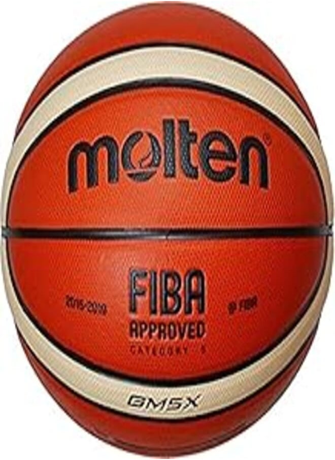 molten MOLTEN GM5X BASKETBALL COMPOSITE LEATHER FIBA APPROVED SIZE 5 - Orange & Ivory 