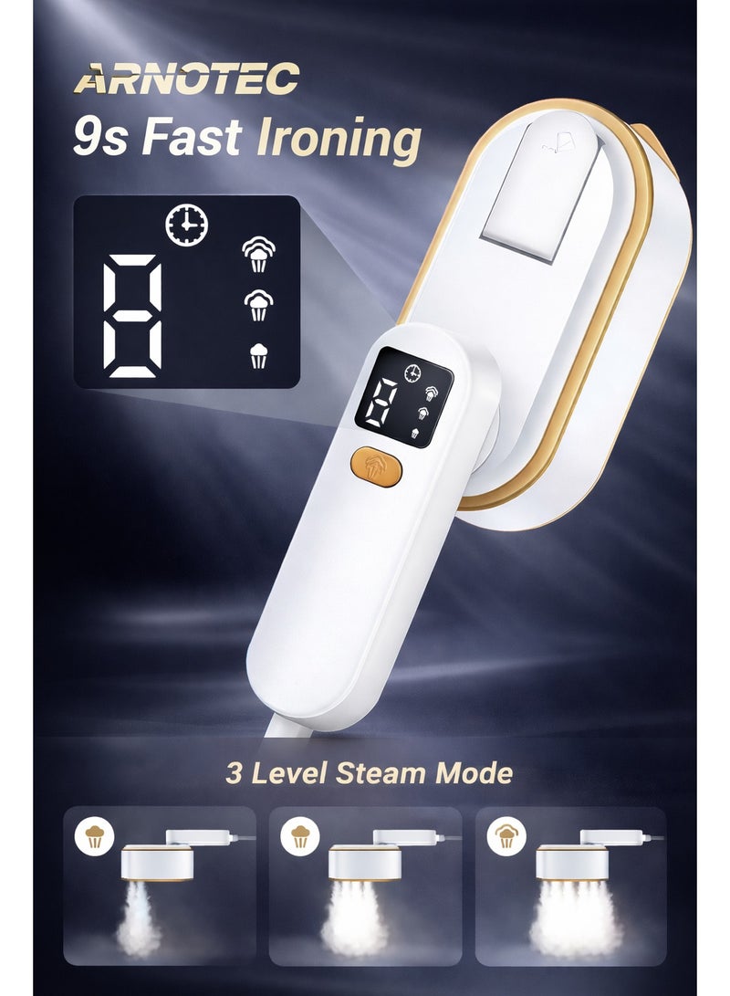 ARNOTEC 2-in-1 Handheld Garment Steamer with 180° Rotatable Handle, 1200W Power, 150ml Water Tank, LED Display – Mini Portable Steam Iron for Clothes, Travel & Home Use - Image 2
