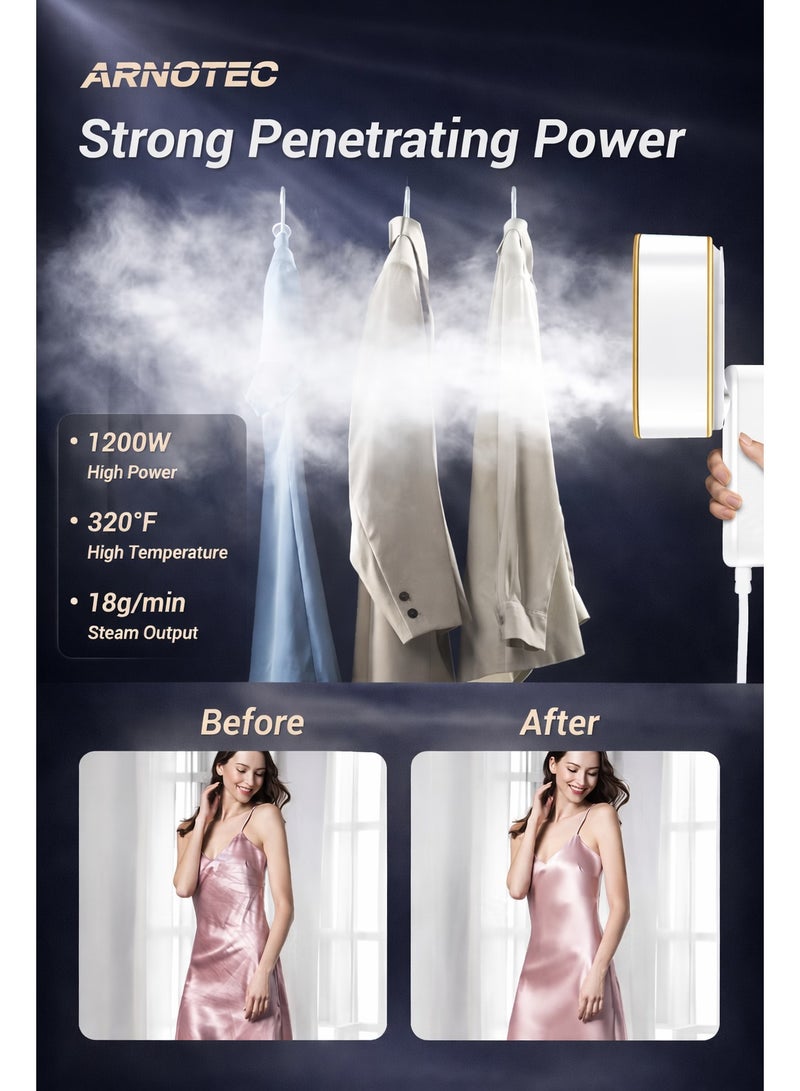 ARNOTEC 2-in-1 Handheld Garment Steamer with 180° Rotatable Handle, 1200W Power, 150ml Water Tank, LED Display – Mini Portable Steam Iron for Clothes, Travel & Home Use - Image 4