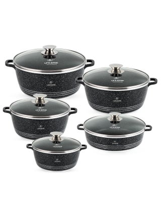 Granite Cookware Set 10 pcs Cookware-Energy Saver Base-Scratch Resistor 32x14cm Casserole with Lid, 28x12cm Casserole with Lid, 20x9.2cm Casserole with Lid, 24x14.4cm  Casserole with Lid, 28x7.6cm Shallow Pot 100% PFOA & PFAS Free - pzsku/ZF586D2F860F1EE1C40E8Z/45/_/1739437162/1a0efa92-84ba-4f22-bd86-feb98586efcd