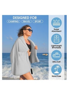 Y&D 3 Pack Camping Towels, Microfiber Lightweight Sport Towels with Mesh Bag, Quick Dry Towel Set for Camping, Beach, Gym, Backpacking, Sports, Yoga, Swim Use, (Grey, 30 * 30/40 60/60 120CM)  - Image 3