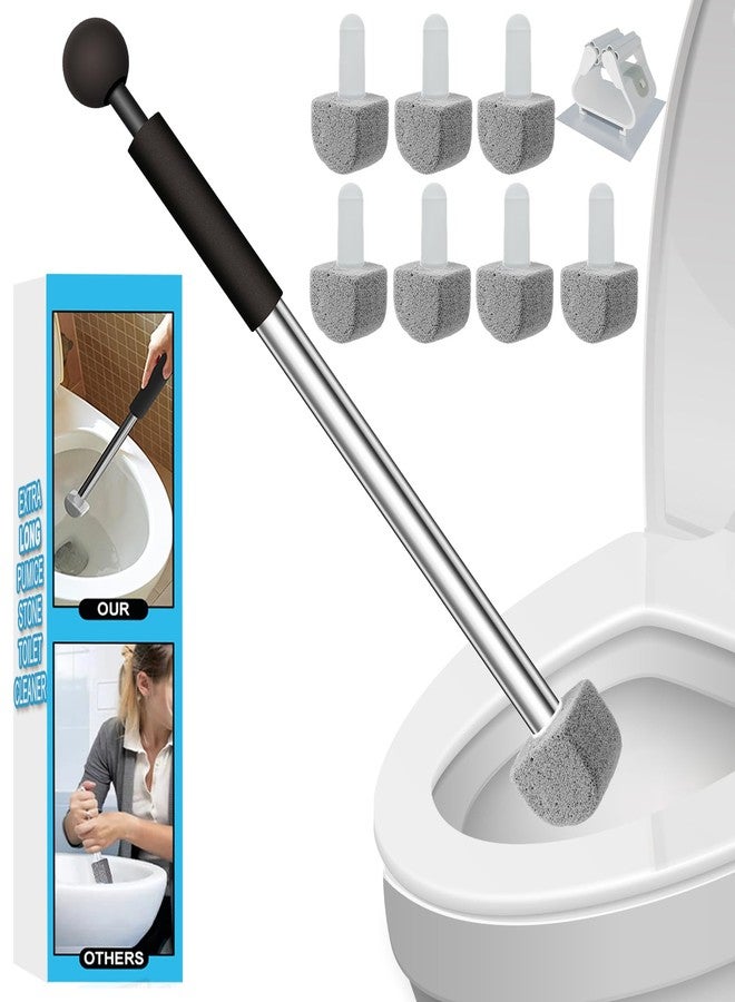 YINGMORE Pumice Stone Toilet Bowl Cleaner Toilet Deep Cleaning,Bathroom Cleaner Brush with Long Handle for Remove Hard Water Stains with Toilet Handle+ Pumice Stones - Image 1