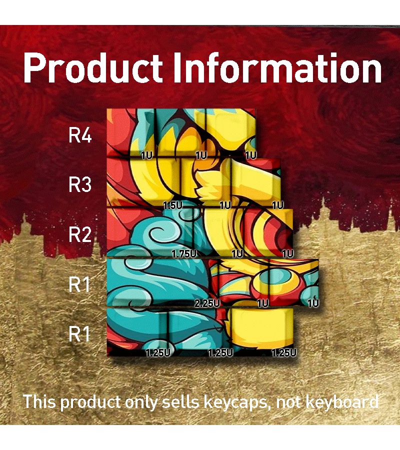 15 Key Wooting Cherry Oem Profile Mechanical Keycap Set For Pc Laptop DIY Keyboard Upgrade Color Coded Dragon With Backspace Keys Pbt Dye Sublimation Replacement Caps Christmas Gift For Gamers - Image 3