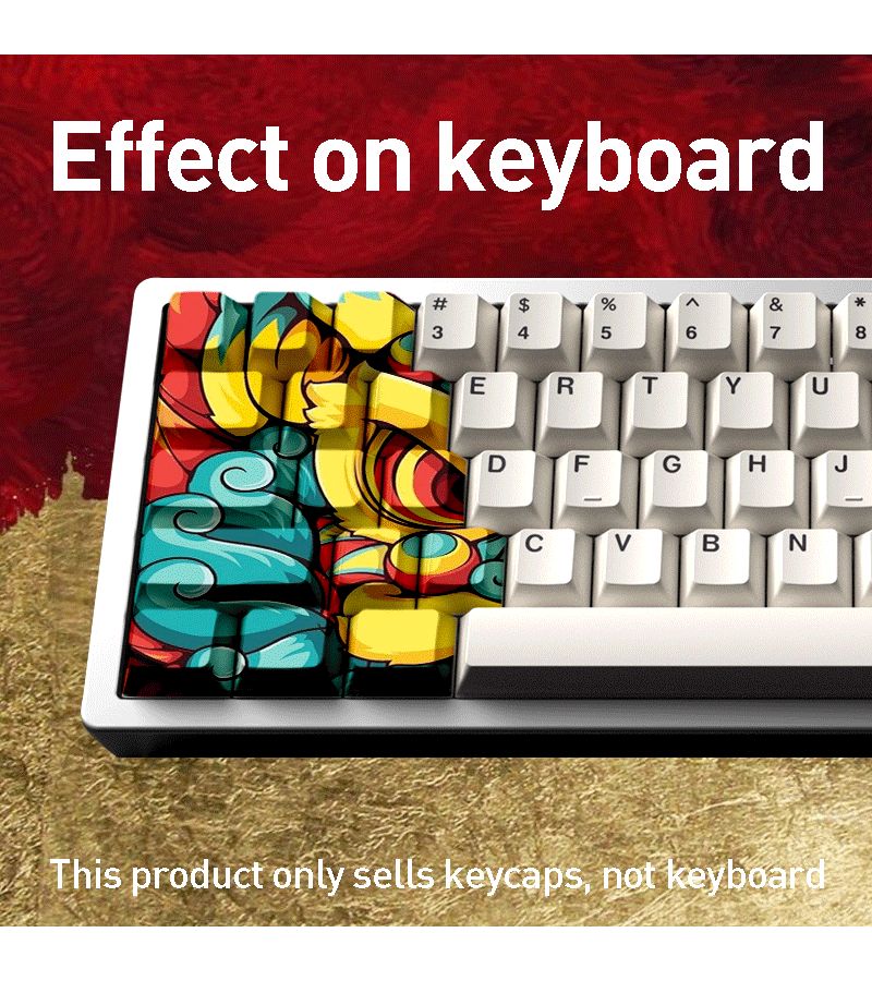 15 Key Wooting Cherry Oem Profile Mechanical Keycap Set For Pc Laptop DIY Keyboard Upgrade Color Coded Dragon With Backspace Keys Pbt Dye Sublimation Replacement Caps Christmas Gift For Gamers - Image 2