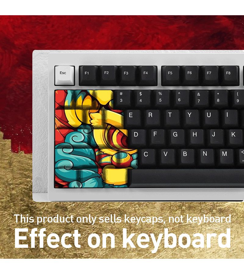 15 Key Wooting Cherry Oem Profile Mechanical Keycap Set For Pc Laptop DIY Keyboard Upgrade Color Coded Dragon With Backspace Keys Pbt Dye Sublimation Replacement Caps Christmas Gift For Gamers - Image 5
