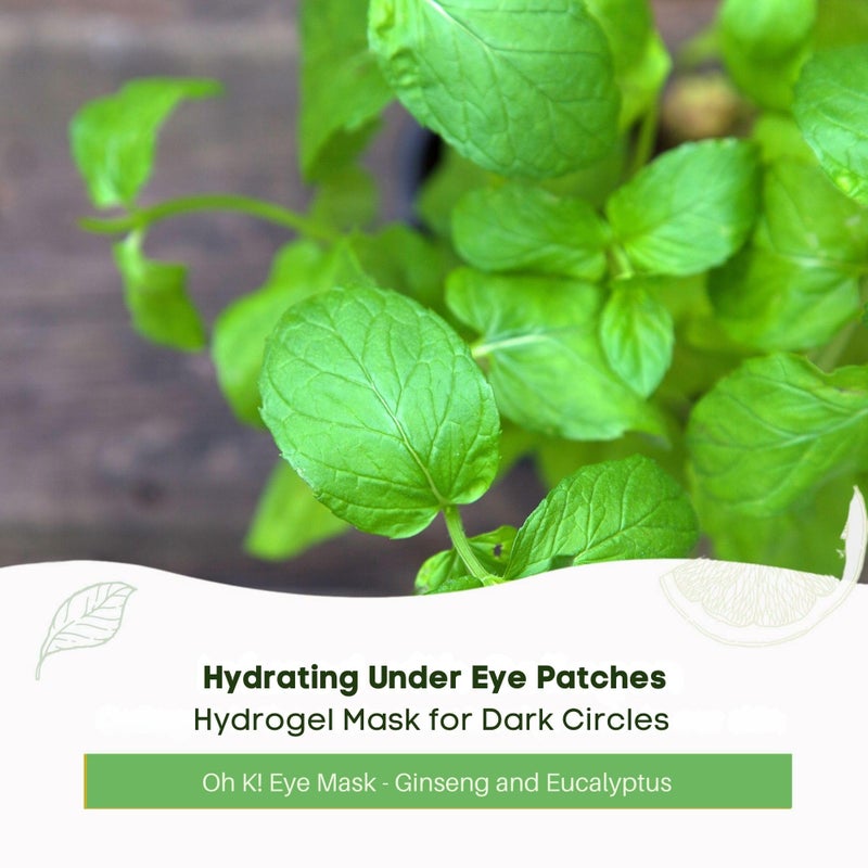 Oh K! Eye Mask - Ginseng and Eucalyptus - Hydrating Under Eye Patches - Undereye Patches with Peppermint - Hydrogel Mask for Dark Circles - 1 Pair - Image 4