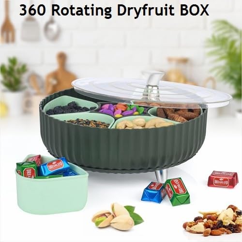 Mishrit Mishrit 360 Revolving Spice and Dryfruits Box with Leg Design and Transparent lid | Masala Dabba for Kitchen | Dryfruit and Chocolate Storage Revolving Box for Living Room, Office and bedroom. - Image 5
