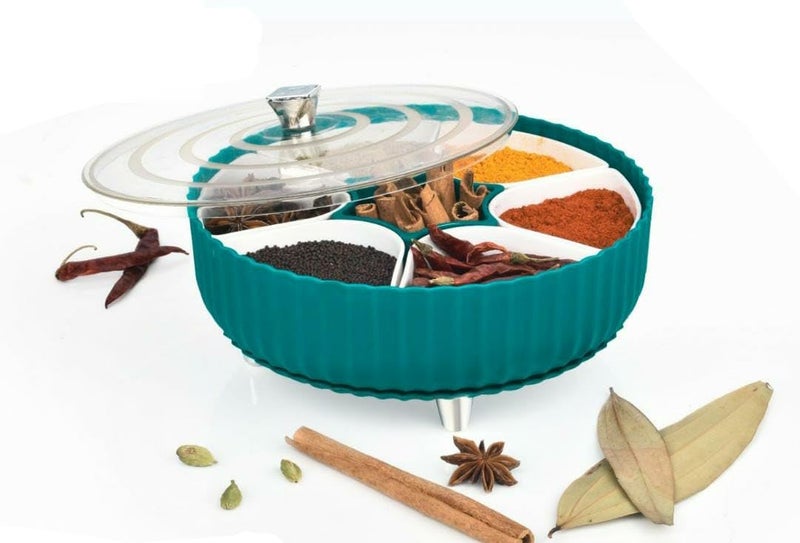 Mishrit Mishrit 360 Revolving Spice and Dryfruits Box with Leg Design and Transparent lid | Masala Dabba for Kitchen | Dryfruit and Chocolate Storage Revolving Box for Living Room, Office and bedroom. - Image 2