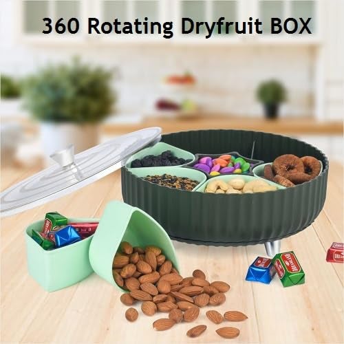 Mishrit Mishrit 360 Revolving Spice and Dryfruits Box with Leg Design and Transparent lid | Masala Dabba for Kitchen | Dryfruit and Chocolate Storage Revolving Box for Living Room, Office and bedroom. - Image 4