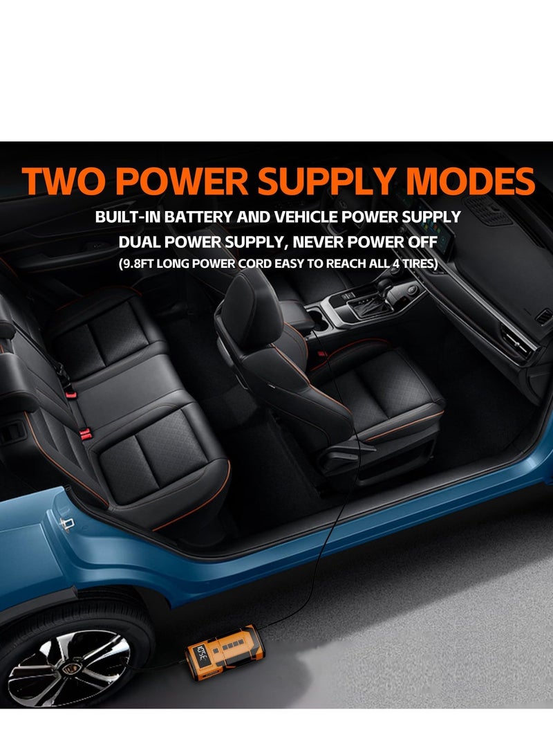 بلو فاير منفاخ إطارات محمول بضغط 150PSI مع بطارية 8000mAh وشاشة رقمية، مضخة هواء كهربائية لاسلكية سريعة قابلة للشحن مع باور بنك USB وضوء LED، وضع نفخ ذكي للسيارة والدراجة النارية والدراجة والكرة – تصميم مدمج للسفر - Image 5