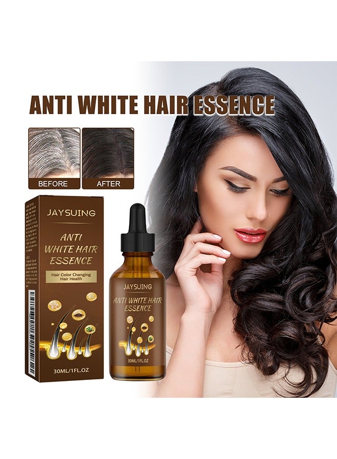 Jaysuing Anti White Hair Essence, Dark Anti Graying Hair Serum for Men and Women, Nutrient Natural Darkening, Promoting Healthier and Thicker Hair 30ml - Image 1