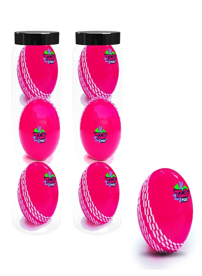 jaspo Synthetic Rubber T-20 Plus Practice Cricket Ball/Wind Balls (125-130 Gms) For - Indoor & Outdoor Street & Beach Cricket (Pack Of 6) (Pink) - Image 2