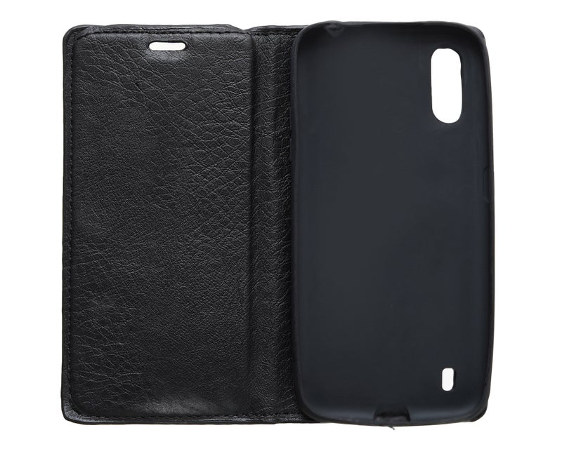 Leather Flip Mobile Phone Case for Samsung Galaxy A01 - Black - Image 2