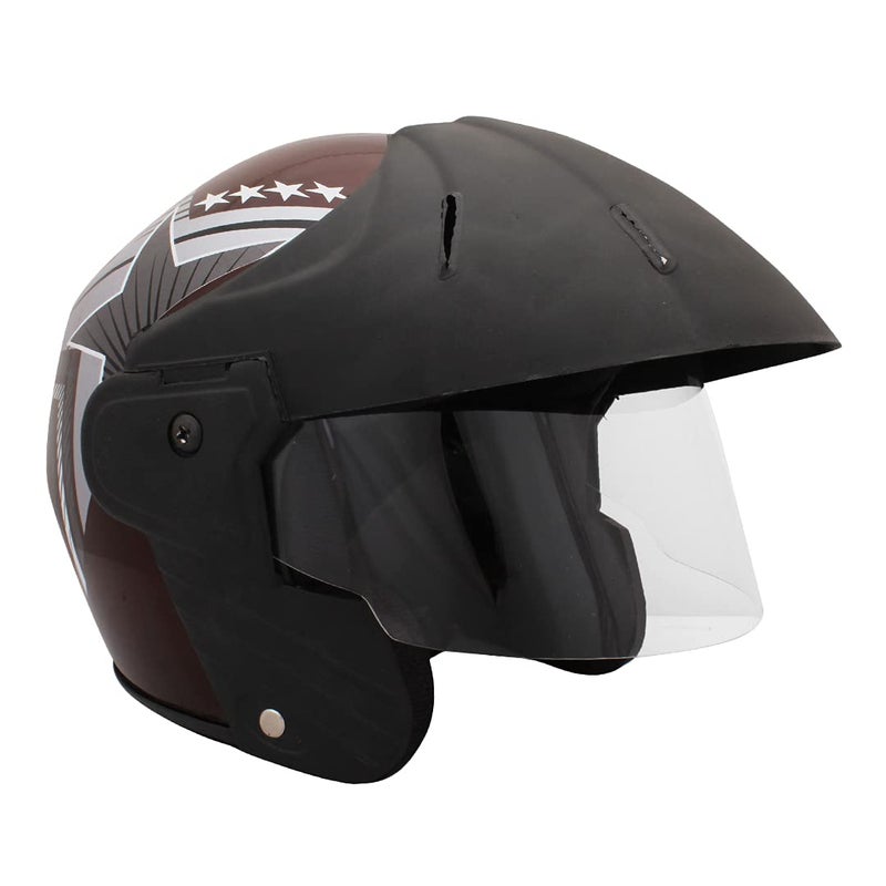 Sage Square خوذة ديلتس باور (معتمدة من ISI) مفتوحة الوجه (صغيرة - S، مارون لامع مع ملصق فضي) - Image 1