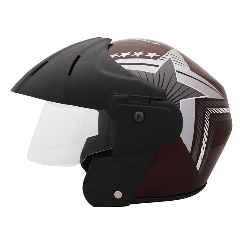 Sage Square خوذة ديلتس باور (معتمدة من ISI) مفتوحة الوجه (صغيرة - S، مارون لامع مع ملصق فضي) - Image 4