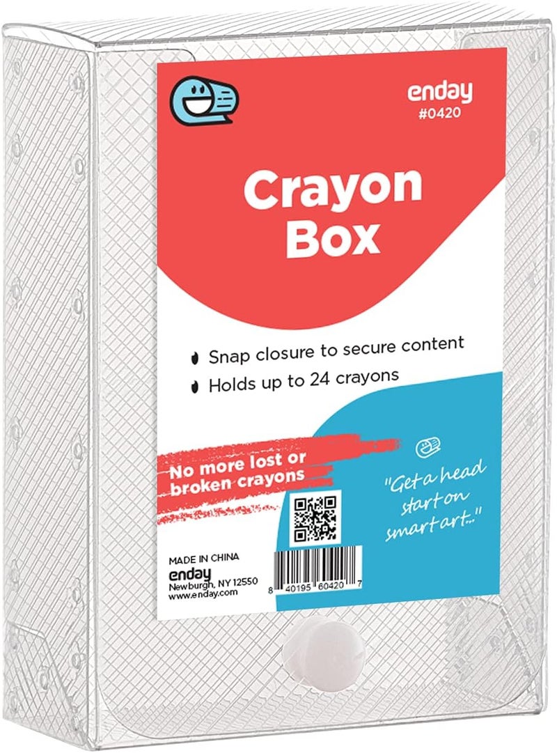 Enday Crayon Box Storage Containers, Clear Crayon Case, Plastic Crayon Boxes for Kids, Cards Small Supplies Organizers Boxes, Snap Closure, 1 Pack – By Enday - Image 1