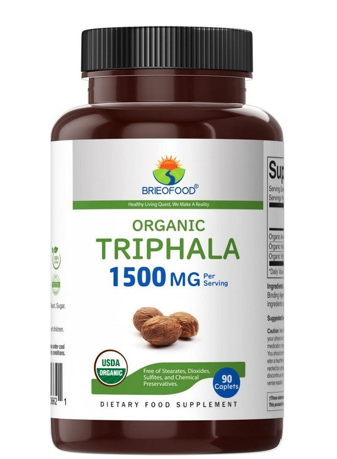Brieofood Organic Triphala 1500mg, 45 Servings, Vegetarian, Gluten Free, 90 Vegetarian Tablets - Image 2