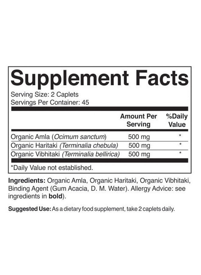 Brieofood Organic Triphala 1500mg, 45 Servings, Vegetarian, Gluten Free, 90 Vegetarian Tablets - Image 3