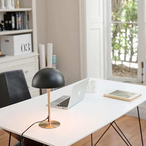 Globe Electric 52938 Luna 15" Desk Lamp, Matte Black, Matte Brass Accents, in-Line On/Off Rocker Switch - Image 5