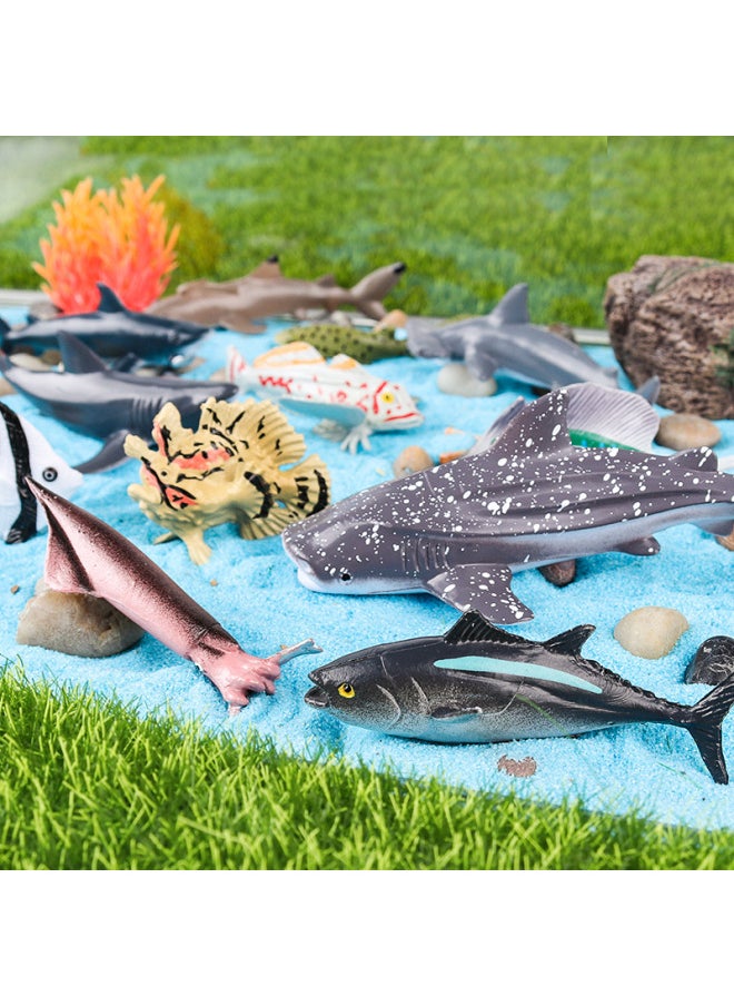 Generic - Simulation Marine Life Model Deep Sea Fish Group Toy Suit Megalodon Black-tip Shark Squid Whale Shark Swordfish-Colour:Zz12 Mini Dinosaur Set 2a+2b - Image 1