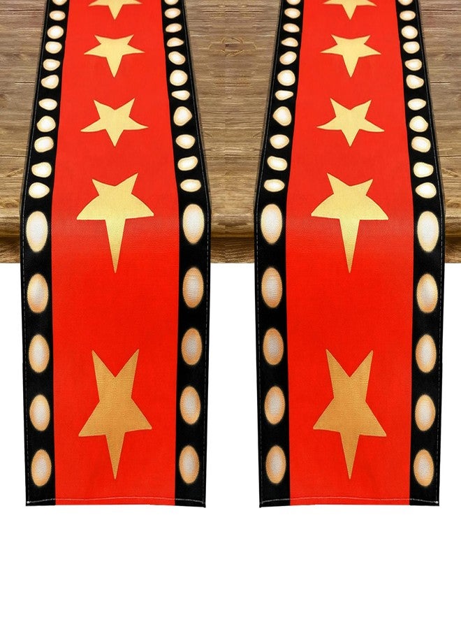 YADI 2 Pcs Movie Night Table Runner 13x72 Inch, Hollywood Theme Party Decorations, Durable Reusable Table Decor for Birthday, VIP Party & Movie Theater Events - Image 1