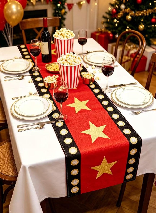 YADI 2 Pcs Movie Night Table Runner 13x72 Inch, Hollywood Theme Party Decorations, Durable Reusable Table Decor for Birthday, VIP Party & Movie Theater Events - Image 3