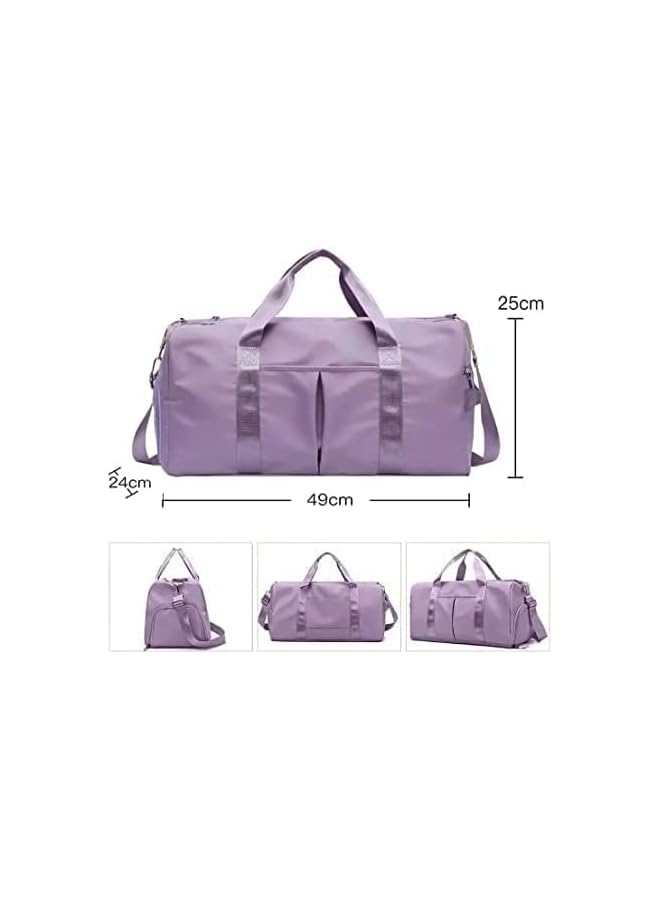 PROMASS Duffel Weekender Bag Purple For Women and Men Swim Sports Travel Gym Bag Oxford Fabric Yoga Travel Handbag Large Capacity Shoulder Bag - Image 4