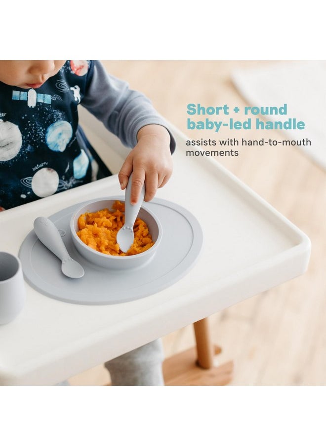 ezpz ezpz Tiny Spoon (2 Pack in Blue) - 100% Silicone Baby Spoon for Baby Led Weaning + Purees - 6 Months + - Designed by a Pediatric Feeding Specialist - Baby Essentials & Baby Gifts  - Image 5