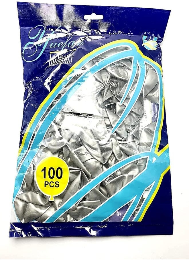 Gemar Gemar Latex Balloons for All Occasions - 100 Pieces - Silver 